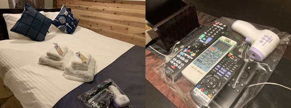 ベッドメイキング, 消毒, 備品