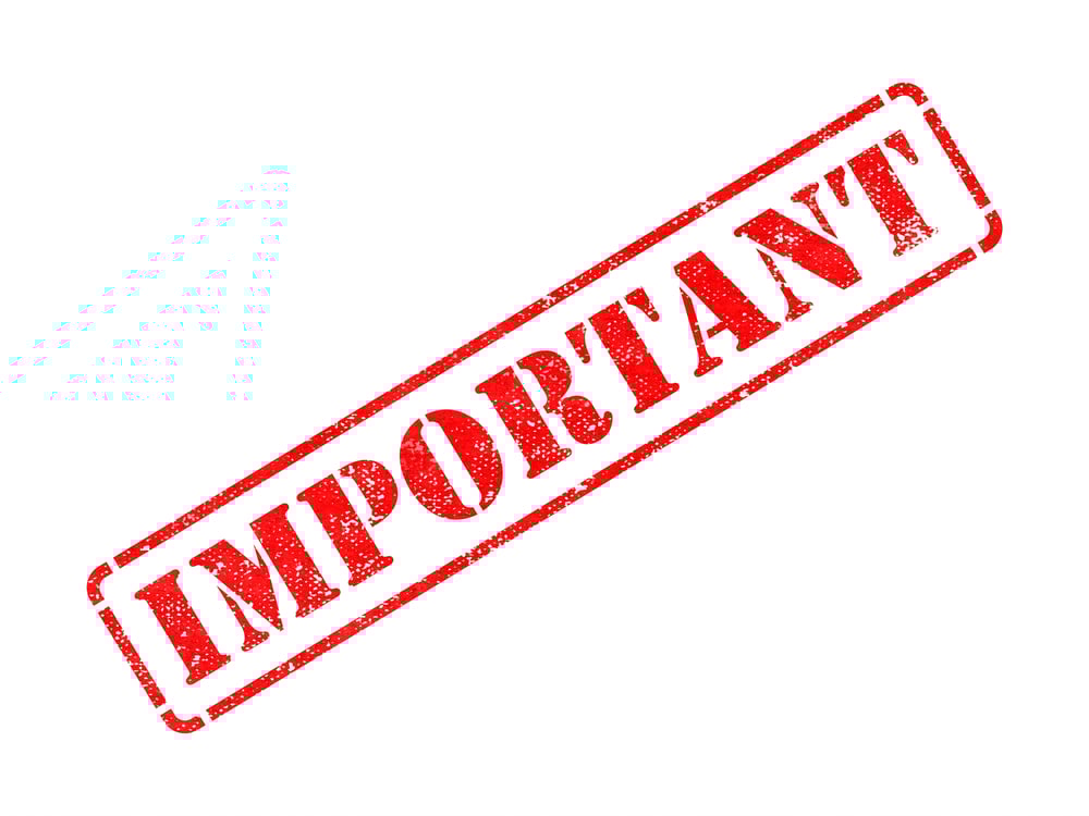 Important - Inscription on Red Rubber Stamp Isolated on White.